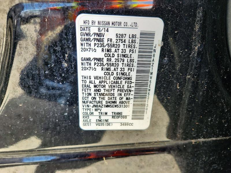 Продаж на аукціоні авто 2014 Nissan Murano, vin: JN8AZ1MW5EW531301, номер лоту: 71619306