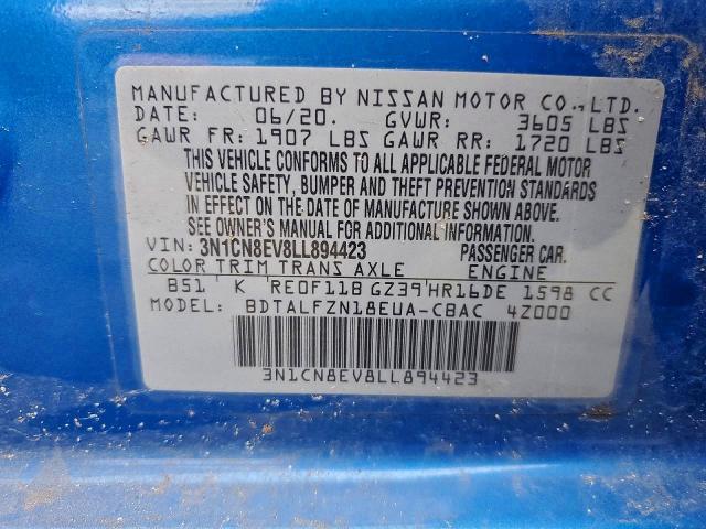 Продажа на аукционе авто 2020 Nissan Versa, vin: 3N1CN8EV8LL894423, номер лота: 71133796