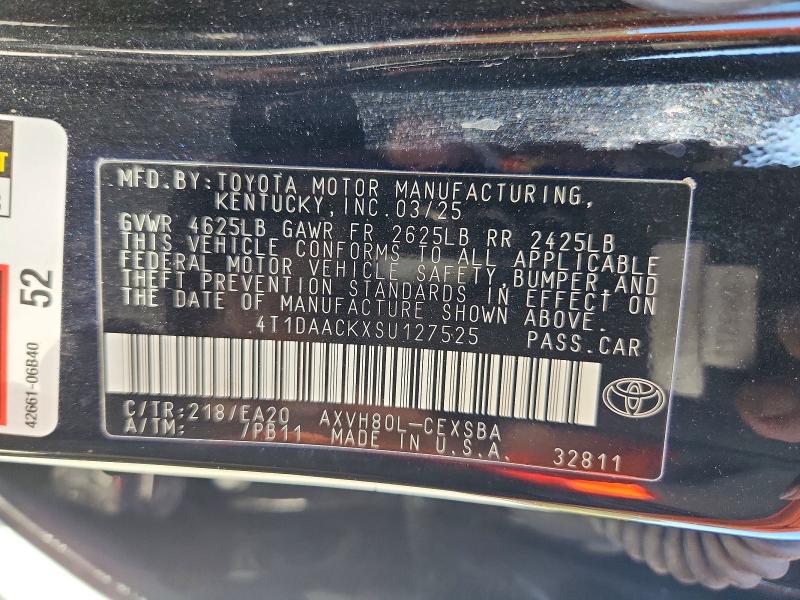 71653116 :رقم المزاد ، 4T1DAACKXSU127525 vin ، 2025 Toyota Camry مزاد بيع