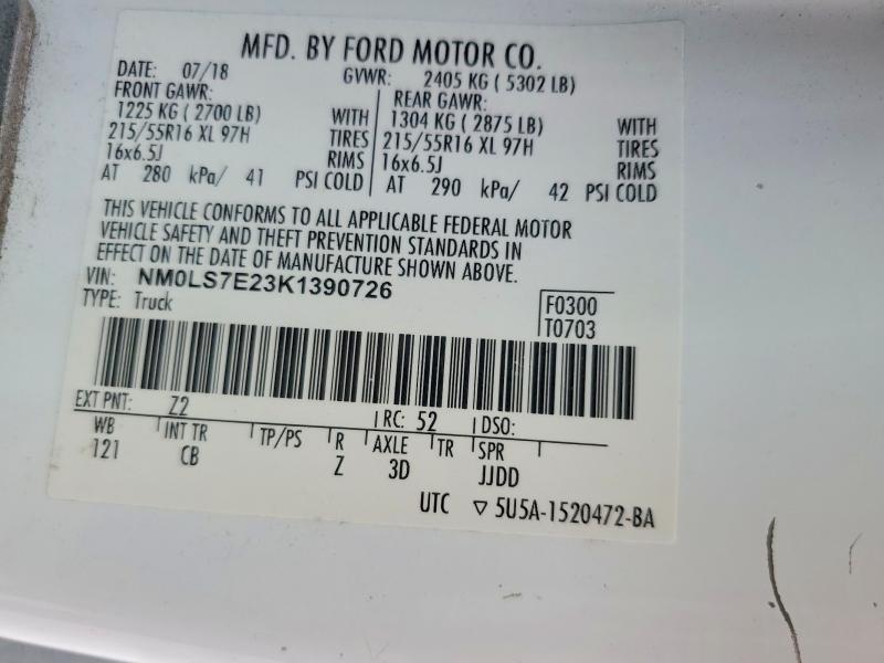 71091306 :رقم المزاد ، NM0LS7E23K1390726 vin ، 2019 Ford Transit Connect مزاد بيع
