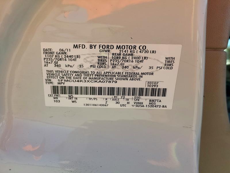 Aukcja sprzedaży 2012 Ford Escape, vin: 1FMCU4K3XCKA07879, numer aukcji: 66759106