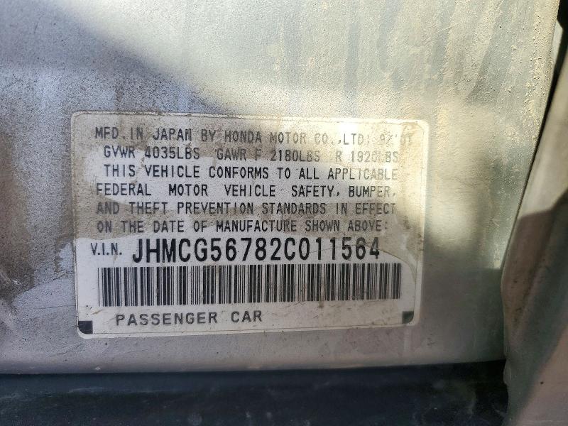 2002 Honda Accord მანქანა იყიდება აუქციონზე, vin: JHMCG56782C011564, აუქციონის ნომერი: 72244966