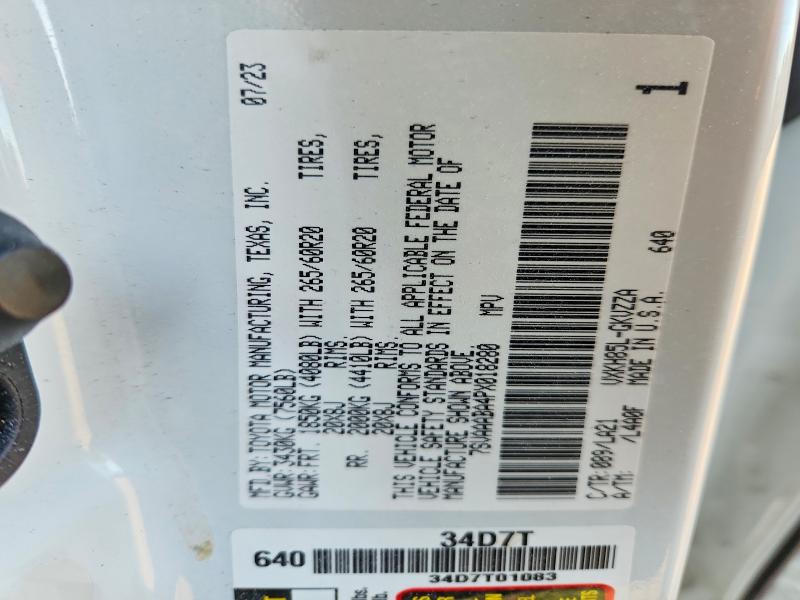 71672586 :رقم المزاد ، 7SVAAABA4PX018280 vin ، 2023 Toyota Sequoia مزاد بيع