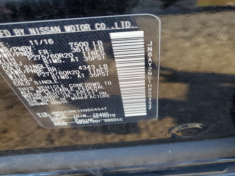 71397846 :رقم المزاد ، JN8AY2NC1H9504547 vin ، 2017 Nissan Armada مزاد بيع