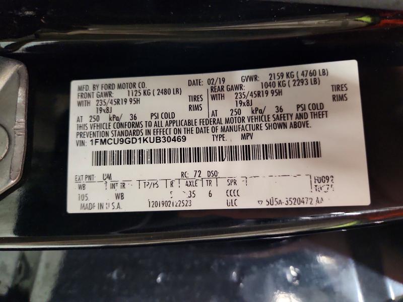 Aukcja sprzedaży 2019 Ford Escape, vin: 1FMCU9GD1KUB30469, numer aukcji: 73159056