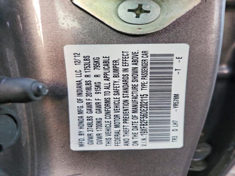 71152146 :رقم المزاد ، 19XFB2F56DE202115 vin ، 2013 Honda Civic مزاد بيع