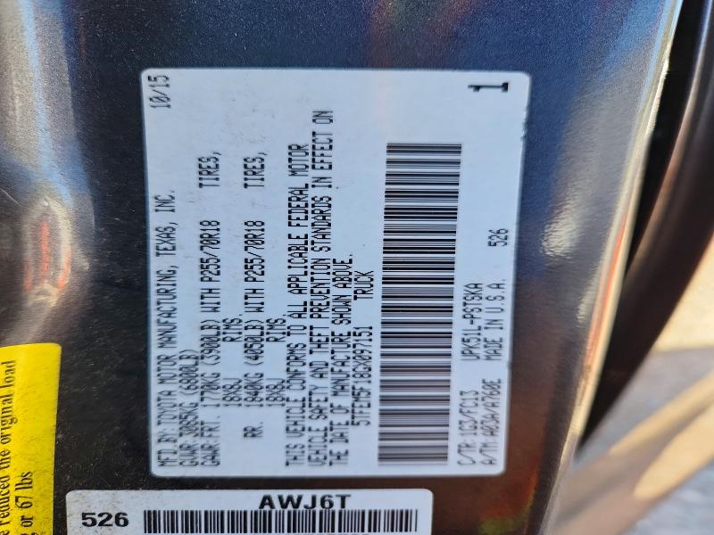 71258456 :رقم المزاد ، 5TFEM5F18GX097151 vin ، 2016 Toyota Tundra مزاد بيع