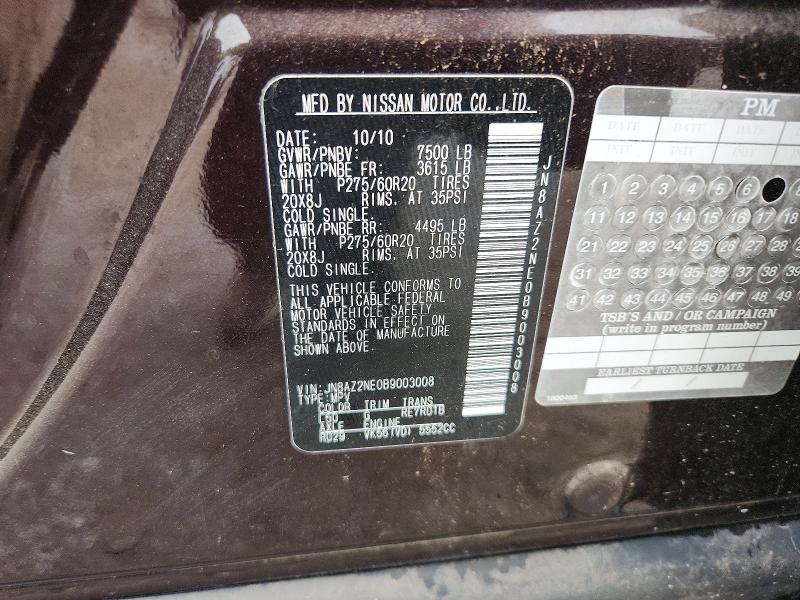 71241426 :رقم المزاد ، JN8AZ2NE0B9003008 vin ، 2011 Infiniti Qx56 مزاد بيع