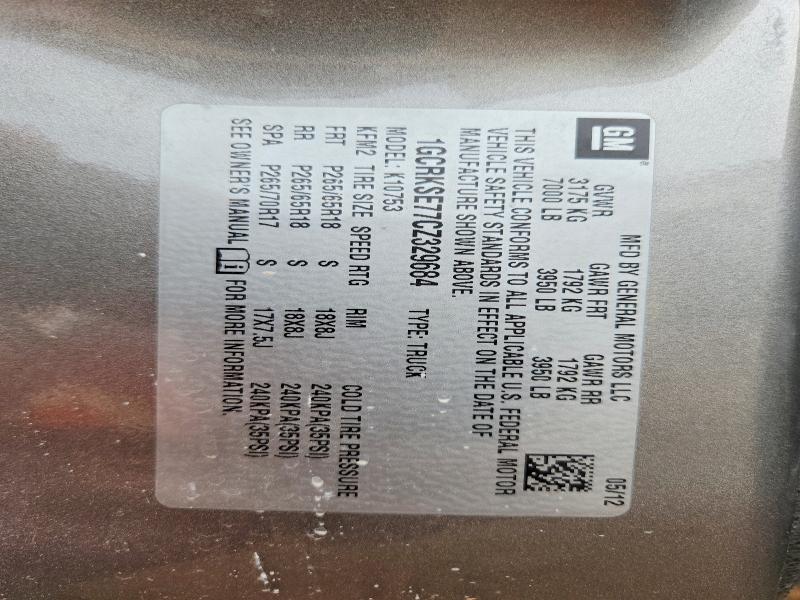 70180726 :رقم المزاد ، 1GCRKSE77CZ329684 vin ، 2012 Chevrolet Silverado مزاد بيع