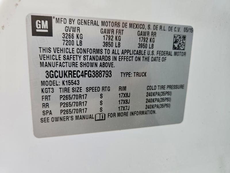 2015 Chevrolet Silverado მანქანა იყიდება აუქციონზე, vin: 3GCUKREC4FG388793, აუქციონის ნომერი: 71530146