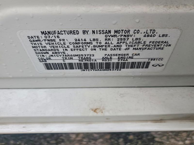 71297786 :رقم المزاد ، JN1CV7AR4GM253722 vin ، 2016 Infiniti Q50 مزاد بيع