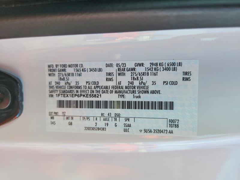 71537246 :رقم المزاد ، 1FTEX1EP6PKE55821 vin ، 2023 Ford F150 مزاد بيع
