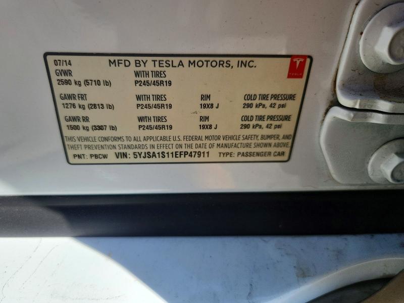 Продажа на аукционе авто 2014 Tesla Model S, vin: 5YJSA1S11EFP47911, номер лота: 71436906