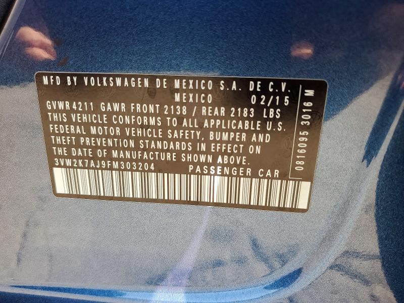 Продаж на аукціоні авто 2015 Volkswagen Jetta, vin: 3VW2K7AJ9FM303204, номер лоту: 71624326