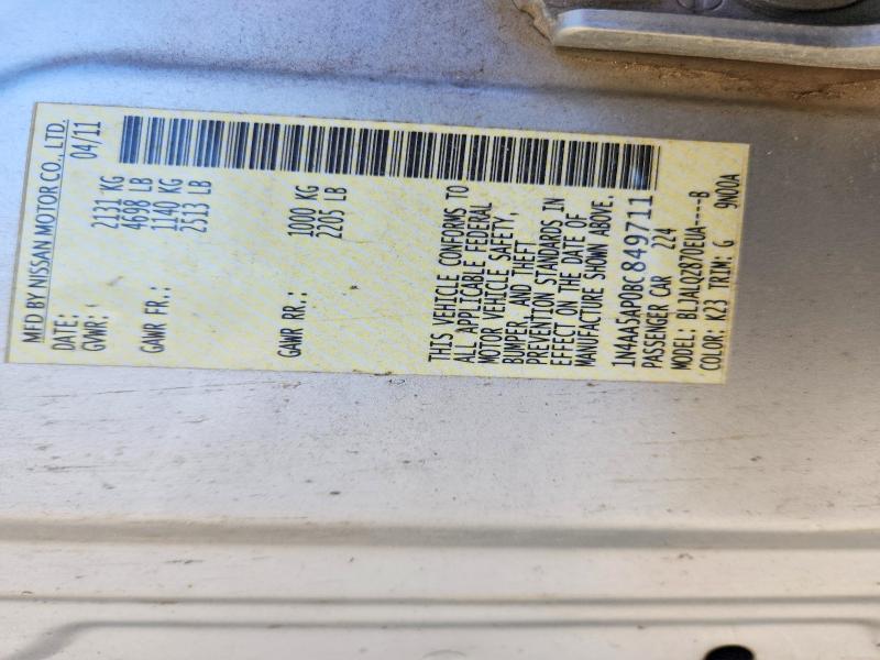 71694526 :رقم المزاد ، 1N4AA5AP0BC849711 vin ، 2011 Nissan Maxima مزاد بيع
