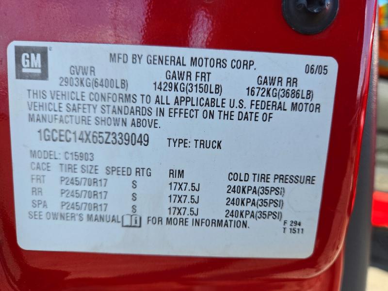 Aukcja sprzedaży 2005 Chevrolet Silverado, vin: 1GCEC14X65Z339049, numer aukcji: 72509016