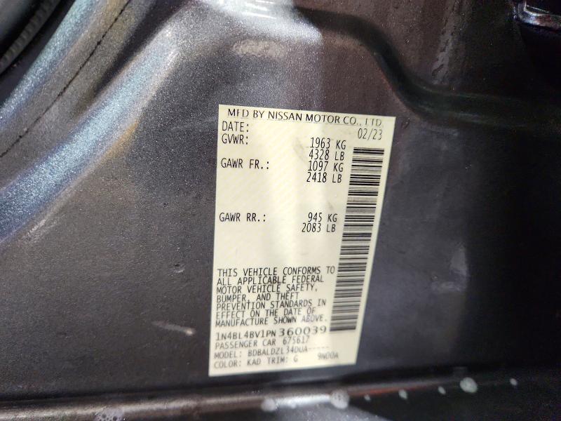 Auction sale of the 2023 Nissan Altima, vin: 1N4BL4BV1PN360039, lot number: 72595476