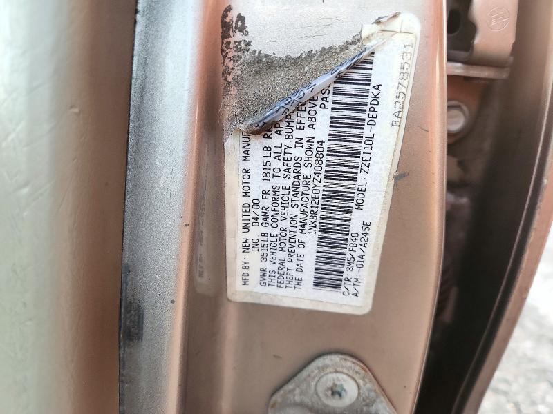 73276106 :رقم المزاد ، 1NXBR12E0YZ408804 vin ، 2000 Toyota Corolla مزاد بيع