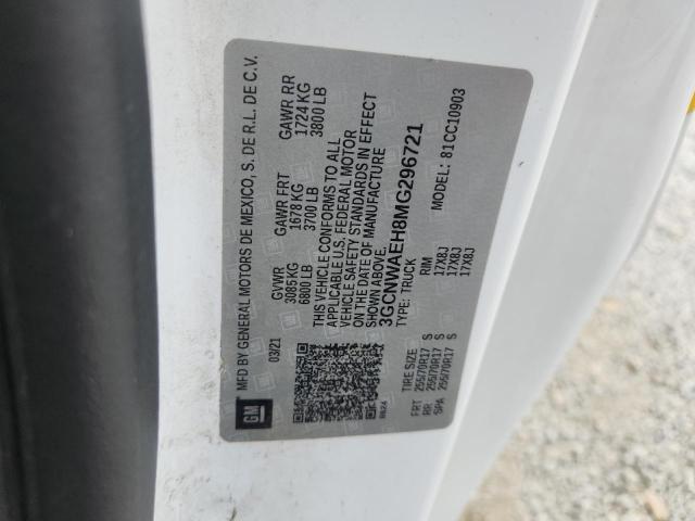 72546966 :رقم المزاد ، 3GCNWAEH8MG296721 vin ، 2021 Chevrolet Silverado مزاد بيع