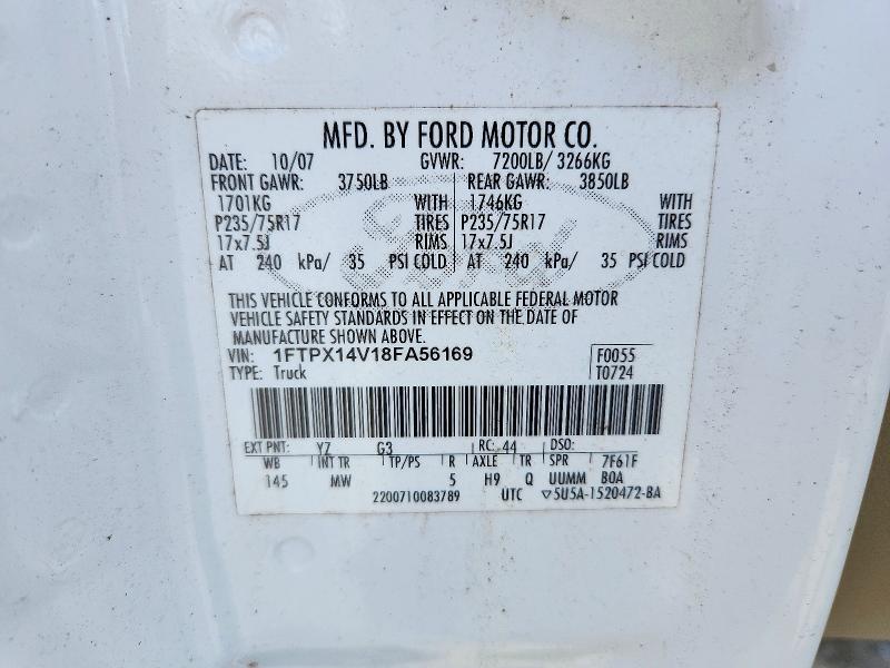 Продаж на аукціоні авто 2008 Ford F150, vin: 1FTPX14V18FA56169, номер лоту: 72691866
