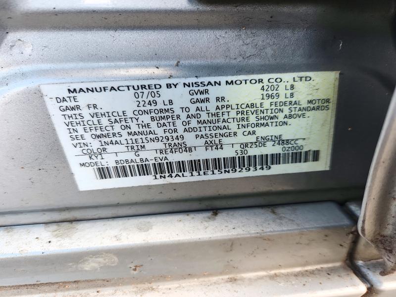 Продаж на аукціоні авто 2005 Nissan Altima, vin: 1N4AL11E15N929349, номер лоту: 72740166