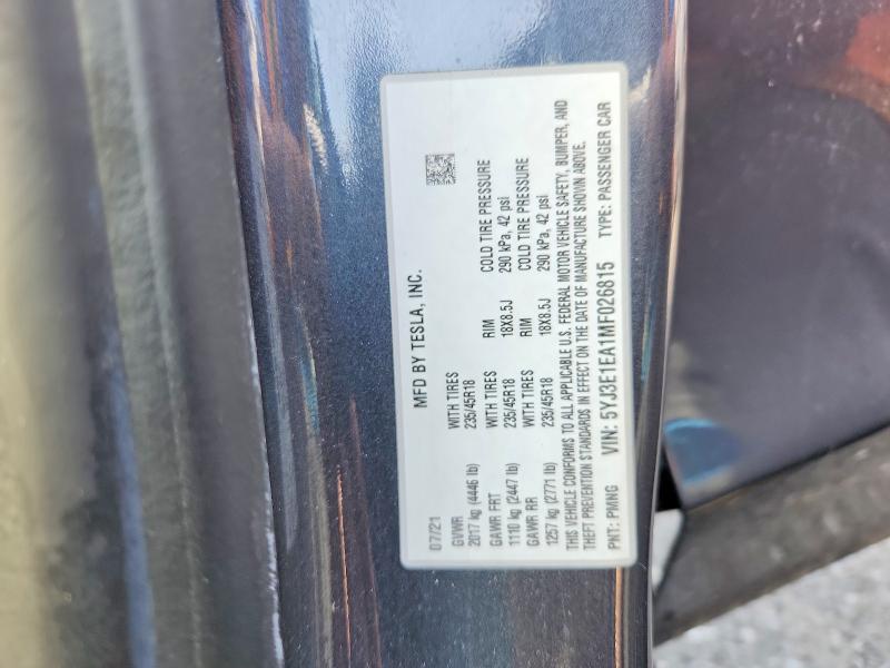 Продажа на аукционе авто 2021 Tesla Model 3, vin: 5YJ3E1EA1MF026815, номер лота: 71470046