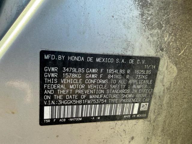 Продажа на аукционе авто 2015 Honda Fit, vin: 3HGGK5H81FM753754, номер лота: 72440246