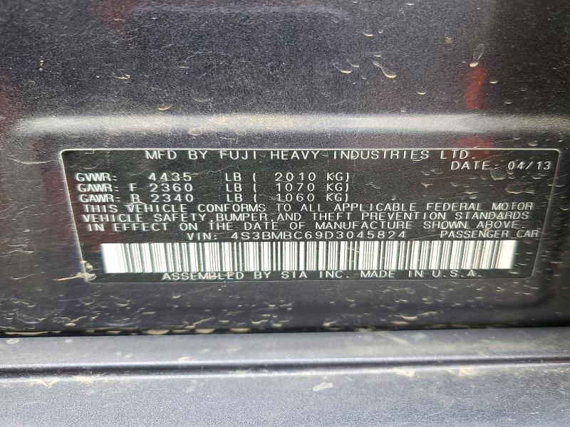 2013 Subaru Legacy მანქანა იყიდება აუქციონზე, vin: 4S3BMBC69D3045824, აუქციონის ნომერი: 73546026