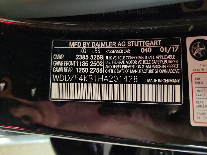70542386 :رقم المزاد ، WDDZF4KB1HA201428 vin ، 2017 Mercedes-benz E مزاد بيع
