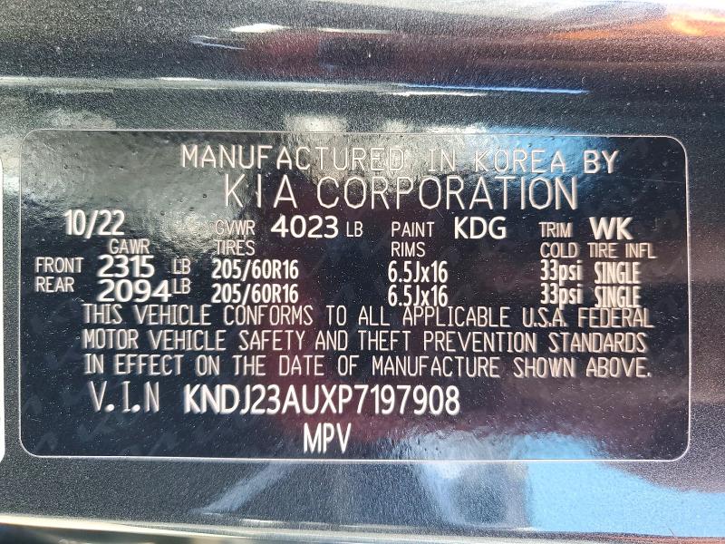 72183586 :رقم المزاد ، KNDJ23AUXP7197908 vin ، 2023 Kia Soul مزاد بيع