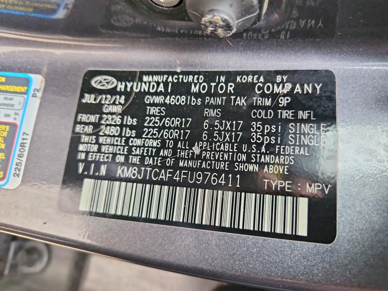2015 Hyundai Tucson მანქანა იყიდება აუქციონზე, vin: KM8JTCAF4FU976411, აუქციონის ნომერი: 71011506