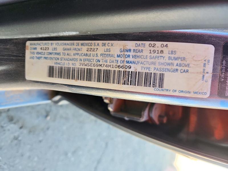 72343436 :رقم المزاد ، 3VWSE69M74M106609 vin ، 2004 Volkswagen Jetta مزاد بيع