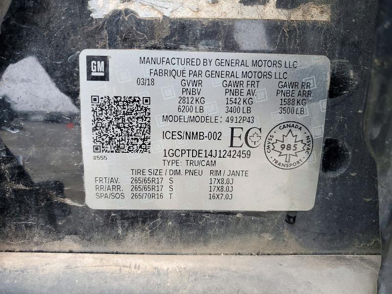 Aukcja sprzedaży 2018 Chevrolet Colorado, vin: 1GCPTDE14J1242459, numer aukcji: 72127046