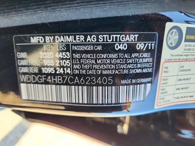 72330766 :رقم المزاد ، WDDGF4HB7CA623405 vin ، 2012 Mercedes-benz C مزاد بيع