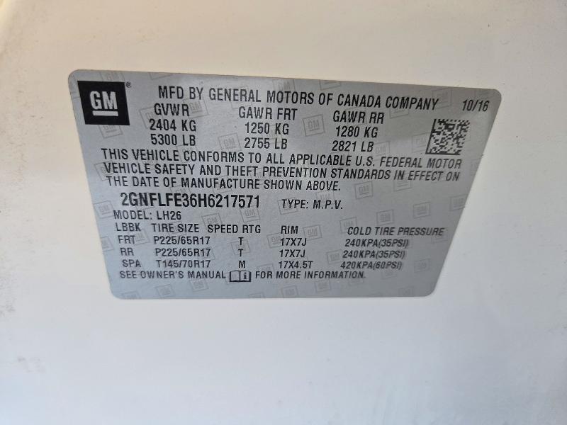 Продаж на аукціоні авто 2017 Chevrolet Equinox, vin: 2GNFLFE36H6217571, номер лоту: 72042086