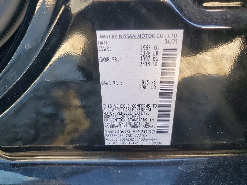 Aukcja sprzedaży 2025 Nissan Altima, vin: 1N4BL4DV7SN392032, numer aukcji: 72003446