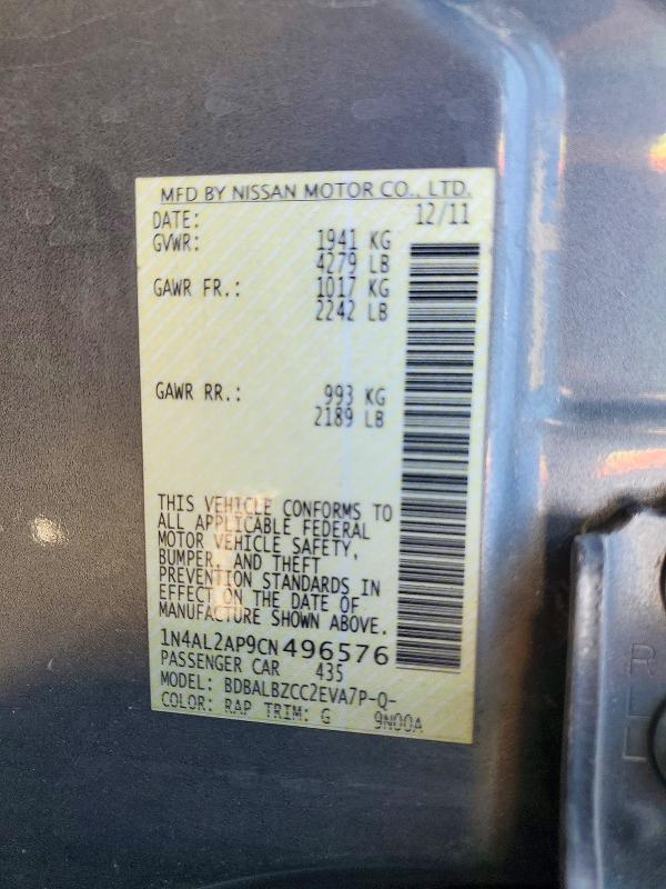 Aukcja sprzedaży 2012 Nissan Altima, vin: 1N4AL2AP9CN496576, numer aukcji: 65041366
