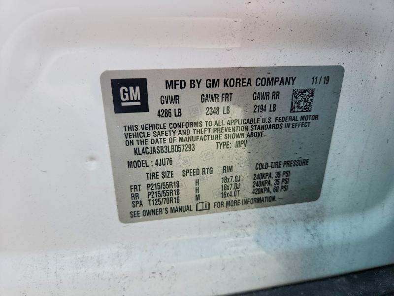 70544636 :رقم المزاد ، KL4CJASB3LB057293 vin ، 2020 Buick Encore مزاد بيع