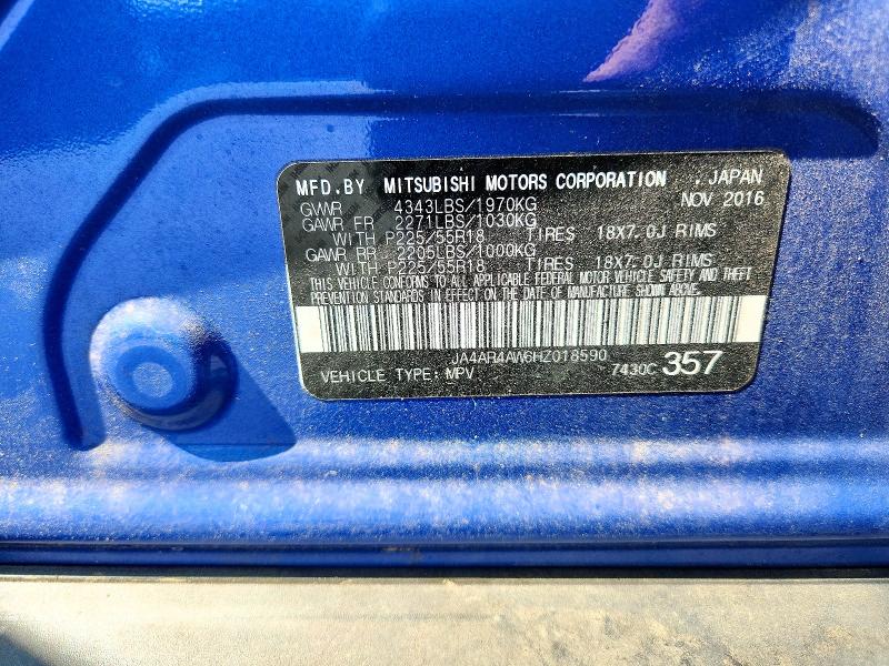 71176636 :رقم المزاد ، JA4AR4AW6HZ018590 vin ، 2017 Mitsubishi Outlander Sport مزاد بيع