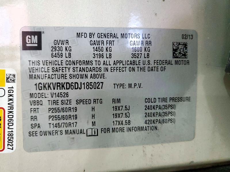 2013 Gmc Acadia მანქანა იყიდება აუქციონზე, vin: 1GKKVRKD6DJ185027, აუქციონის ნომერი: 73096826