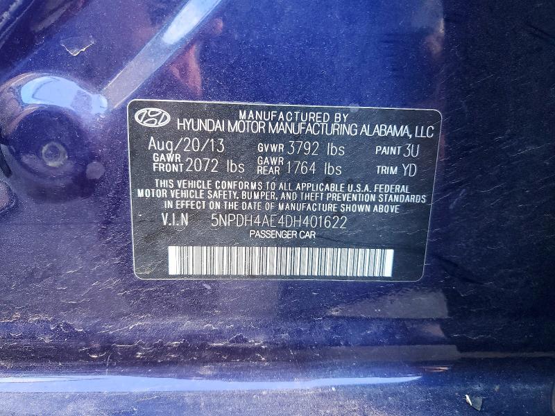 Продажа на аукционе авто 2013 Hyundai Elantra, vin: 5NPDH4AE4DH401622, номер лота: 71622196