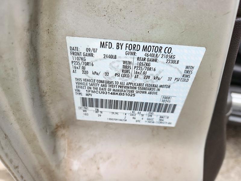 72168866 :رقم المزاد ، 1FMCU93148KB51025 vin ، 2008 Ford Escape مزاد بيع