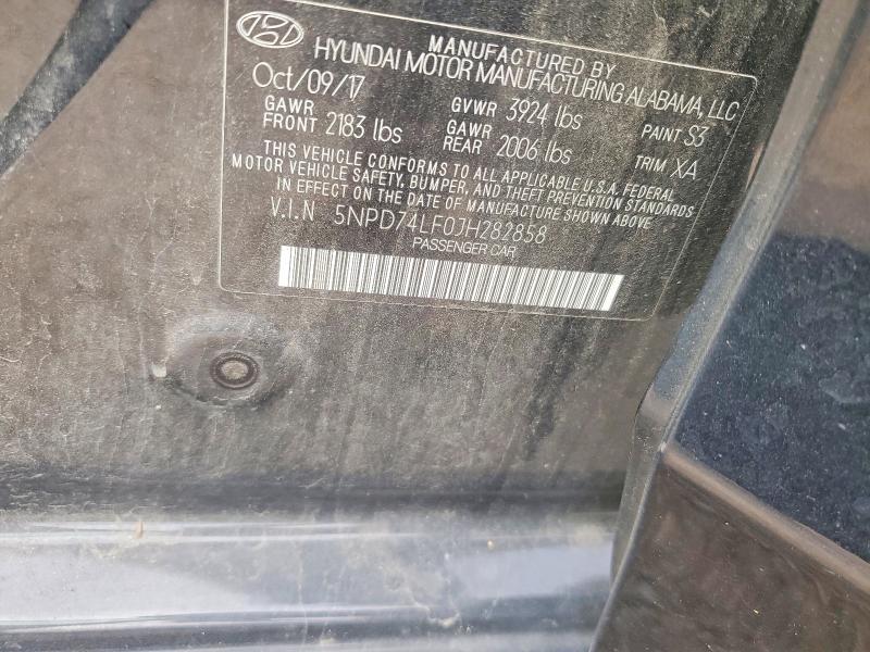 Продаж на аукціоні авто 2018 Hyundai Elantra, vin: 5NPD74LF0JH282858, номер лоту: 71580606