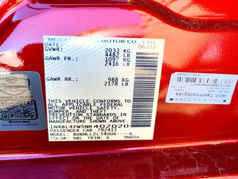 2022 Nissan Altima მანქანა იყიდება აუქციონზე, vin: 1N4BL4FW5NN402020, აუქციონის ნომერი: 71791836