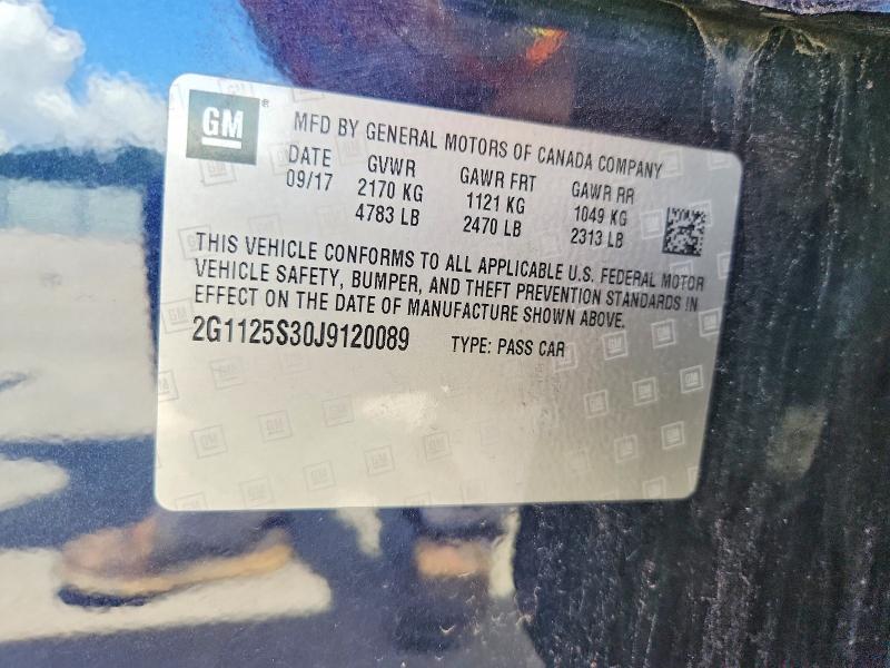 2018 Chevrolet Impala მანქანა იყიდება აუქციონზე, vin: 2G1125S30J9120089, აუქციონის ნომერი: 71667336