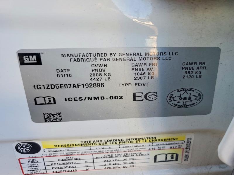 Продажа на аукционе авто 2010 Chevrolet Malibu, vin: 1G1ZD5E07AF192896, номер лота: 71713806