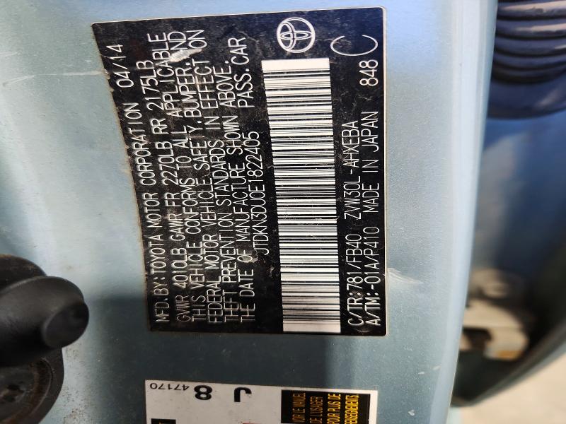 71916986 :رقم المزاد ، JTDKN3DU0E1822405 vin ، 2014 Toyota Prius مزاد بيع