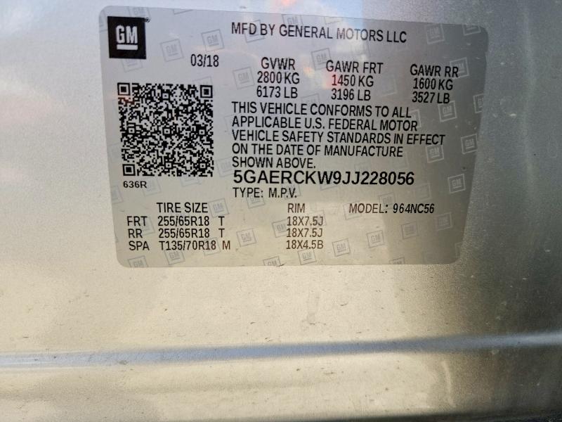 Aukcja sprzedaży 2018 Buick Enclave, vin: 5GAERCKW9JJ228056, numer aukcji: 70567616