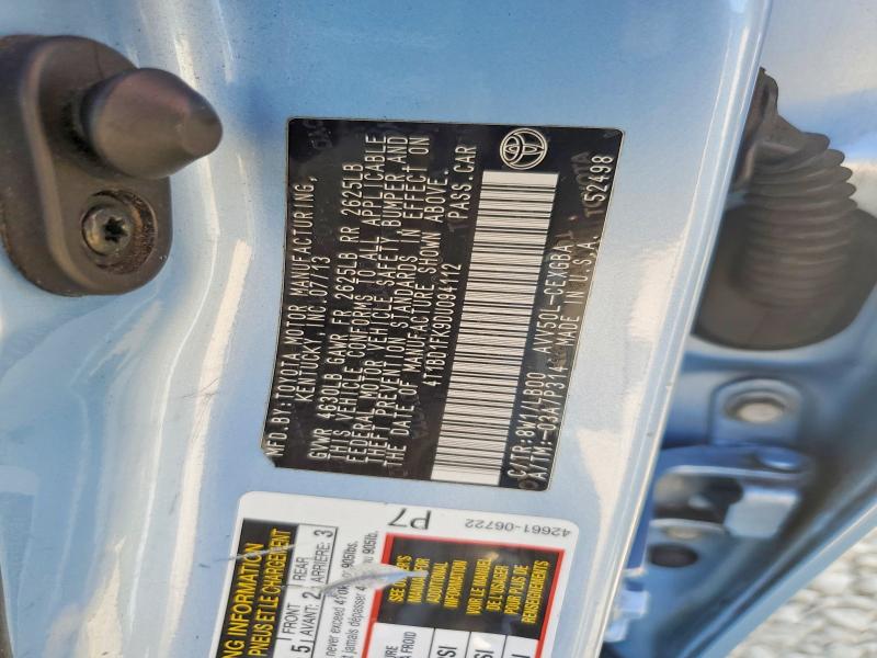 71996606 :رقم المزاد ، 4T1BD1FK9DU094112 vin ، 2013 Toyota Camry Hybrid مزاد بيع