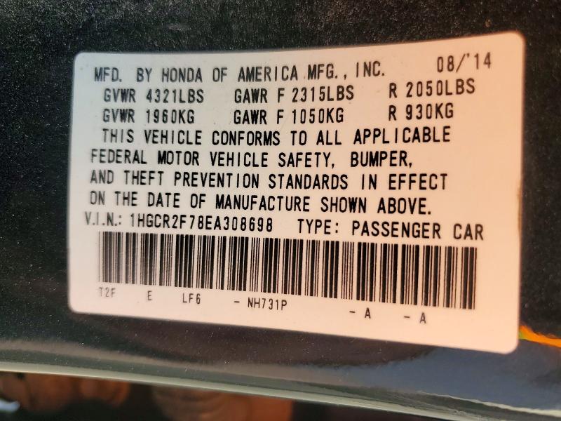 Продаж на аукціоні авто 2014 Honda Accord, vin: 1HGCR2F78EA308698, номер лоту: 71861596